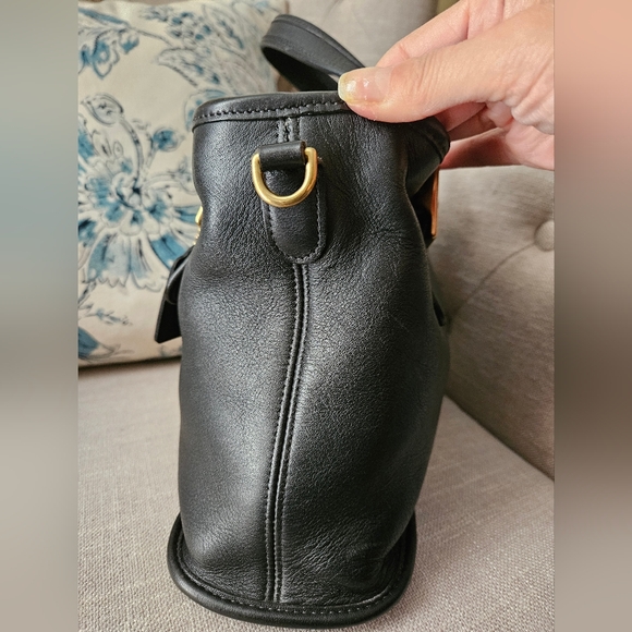 Vintage Coach Legacy Two-Way Black Glovetanned Leather Tote Satchel Bag #9063 - Picture 4 of 17